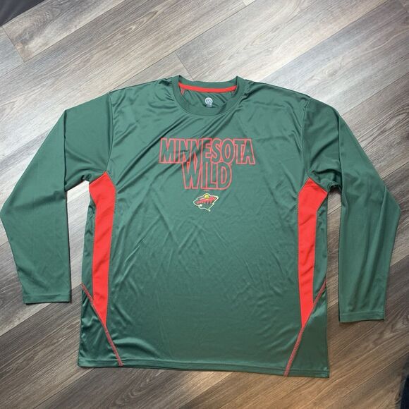 MINNESOTA WILD NHL Long Sleeve Athletic Top Shirt Men's 2XL Green - Picture 1 of 7